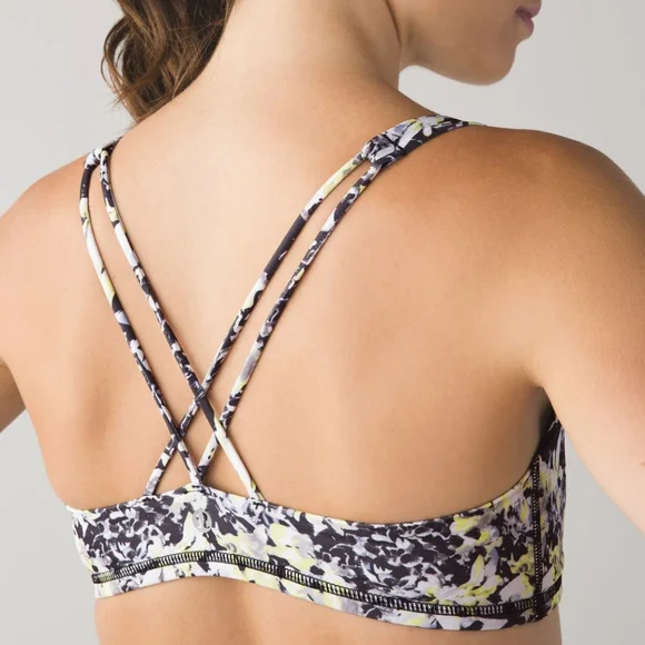 Lululemon Free To Be BraCrosscourt Petal Black Clarity Yellow - Picture 4 of 5